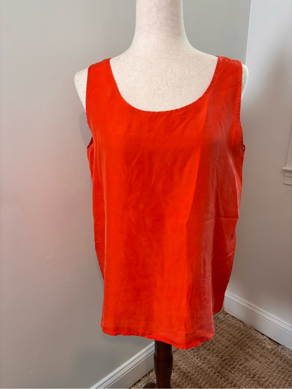 Vintage Talbots 100% Silk Sleeveless Shell Tank Top Red Orange Size Small